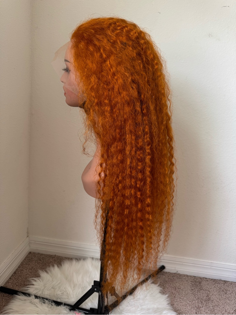 30 inch 13x4 Orange Curly Lace Front Wig — Women Hair 200 density